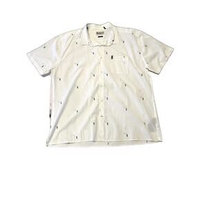 Barbour Mens White Short Sleeve Button Up Shirt Novelty‎ Golf Print Regular Fit